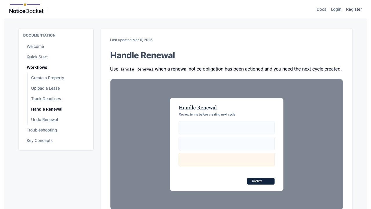 Handle Renewal dialog
